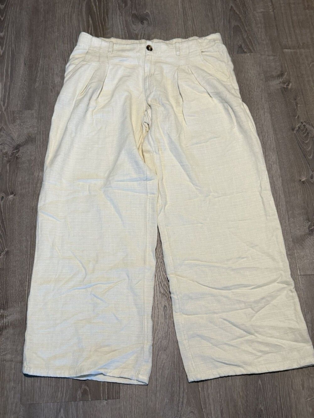 NWT Urban Outfitters Linen Blend Wide Leg Trousers Ivory  Size 12 $69